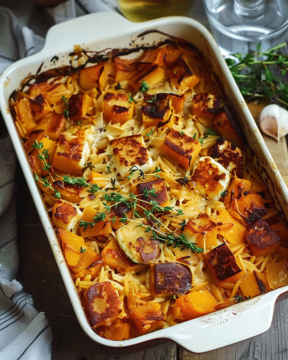 Halloumi & Butternut Squash Orzo Bake