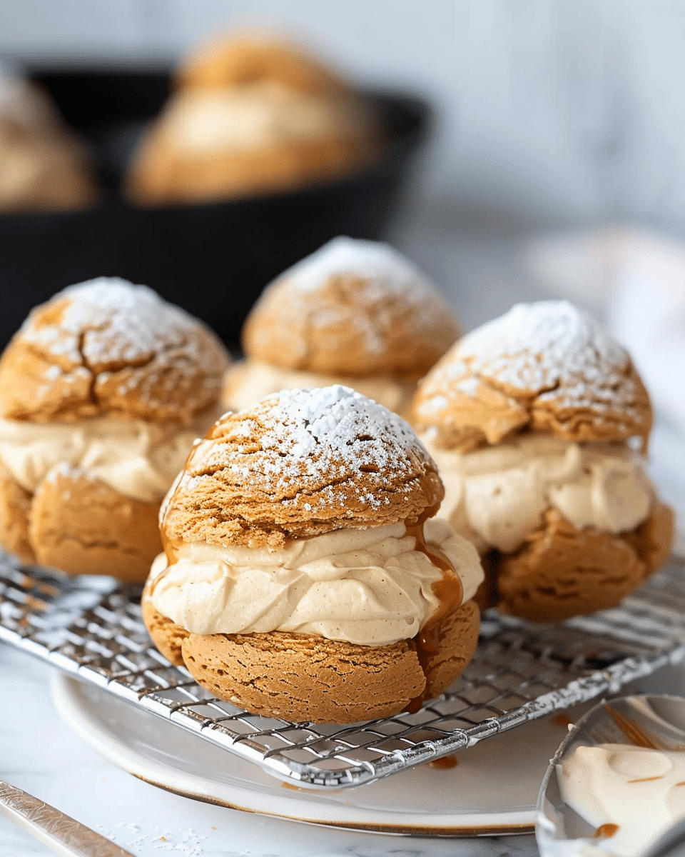 Craquelin Choux Pastry with Salted Caramel Cream