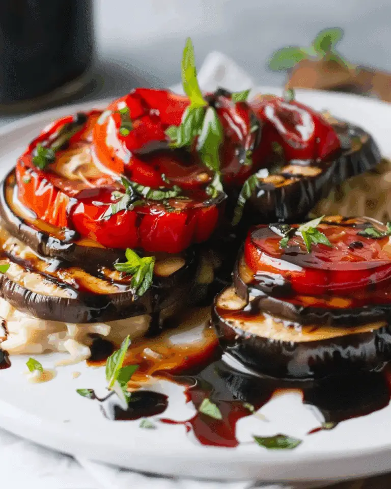 Grilled Balsamic Eggplant Stacks