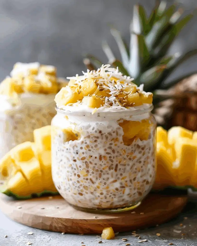 Healthy High Protein Pina Colada Overnight Oats