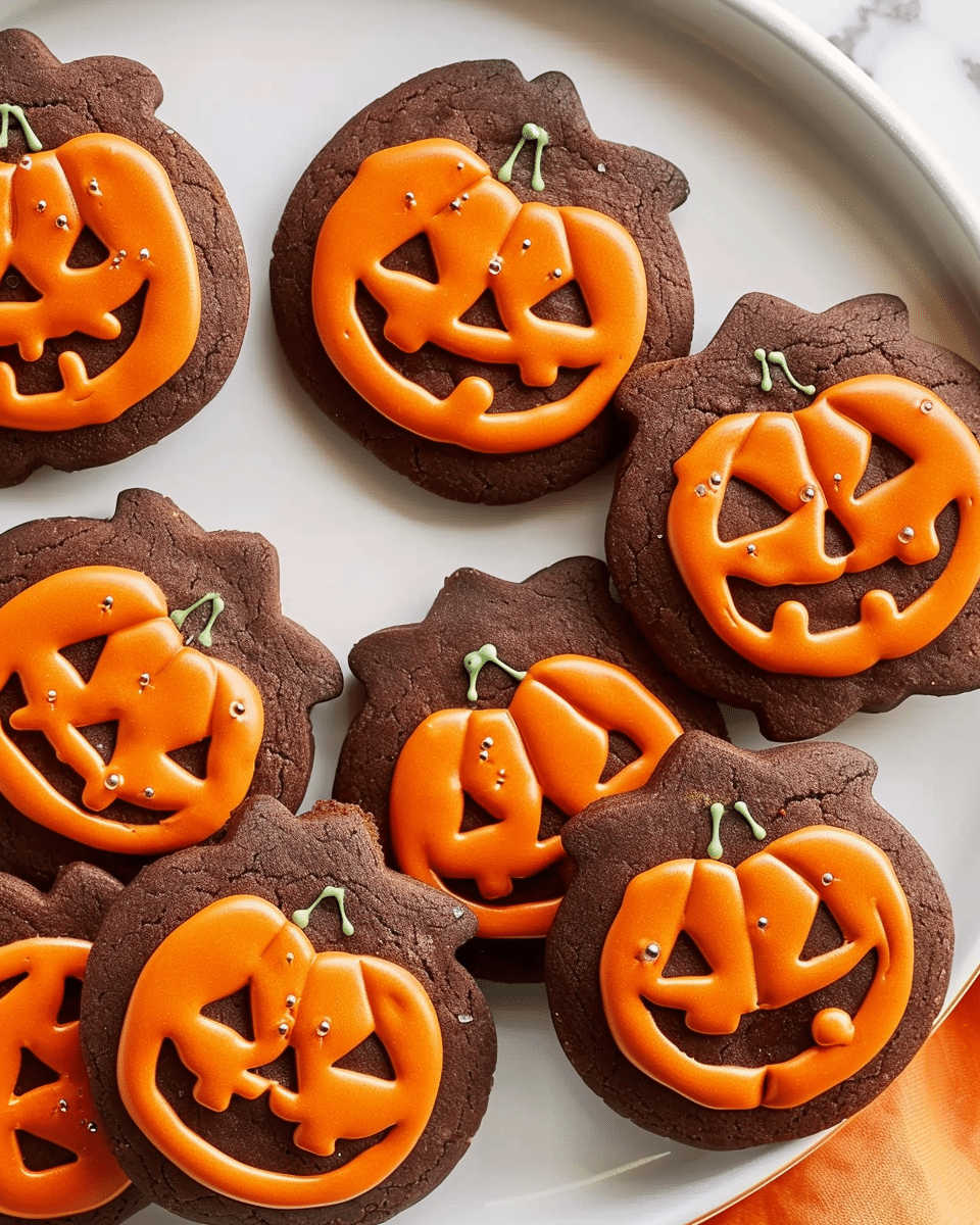Jack-o’-Lantern Chocolate Sugar Cookies