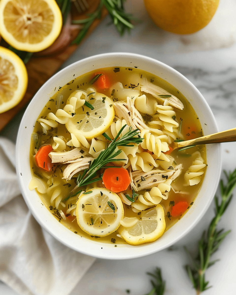 Lemon Rosemary Chicken Noodle Soup