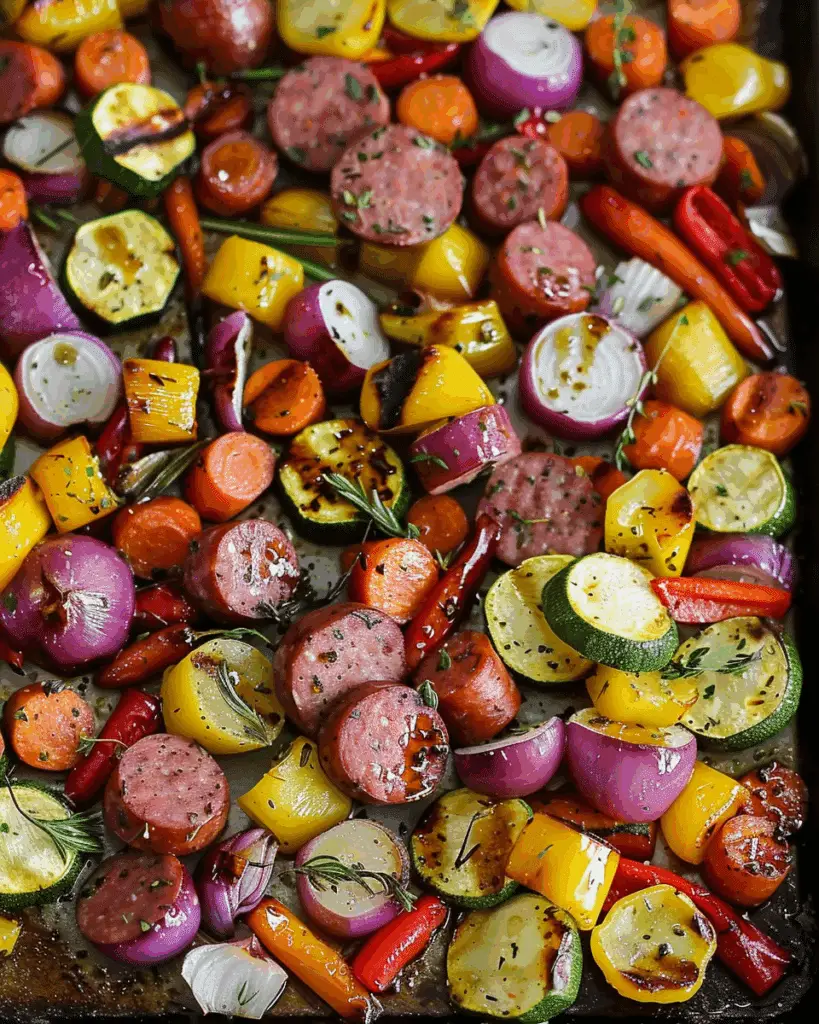 Maple-Dijon Sheet Pan Sausage and Veggies