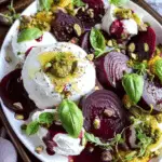 Beets and Burrata with Pistachio Vinaigrette