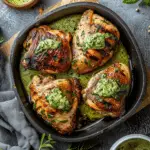 Grilled Chicken Thighs with Creamy Green Herb Sauce
