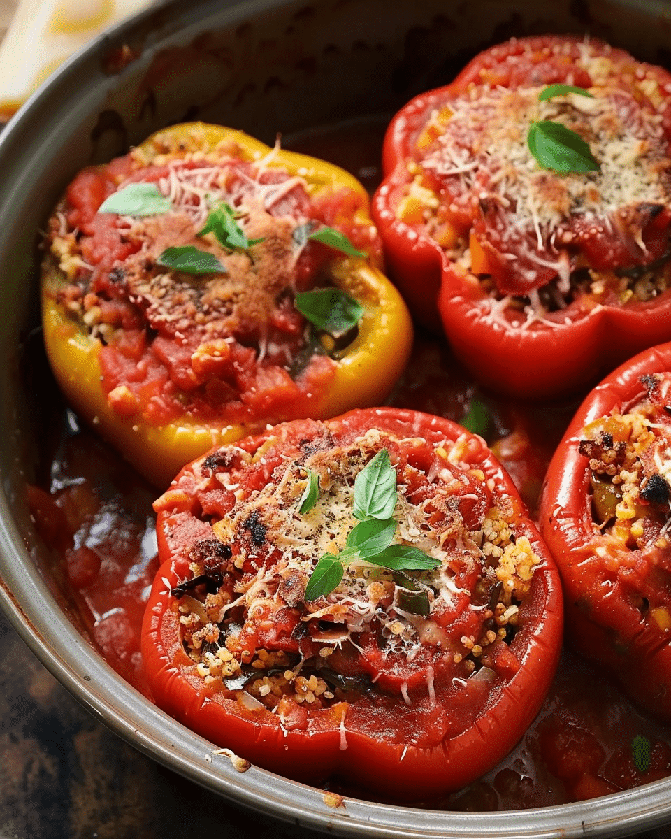 Slow Cooker Stuffed Peppers in Marinara Sauce