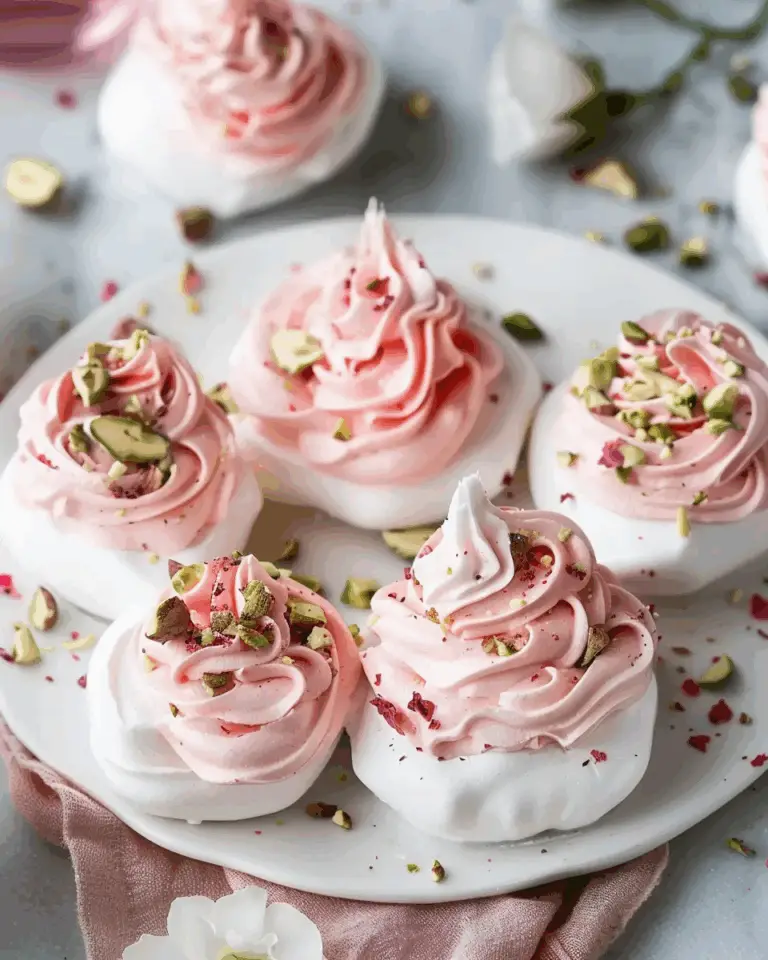 Rose Meringues with Pistachios