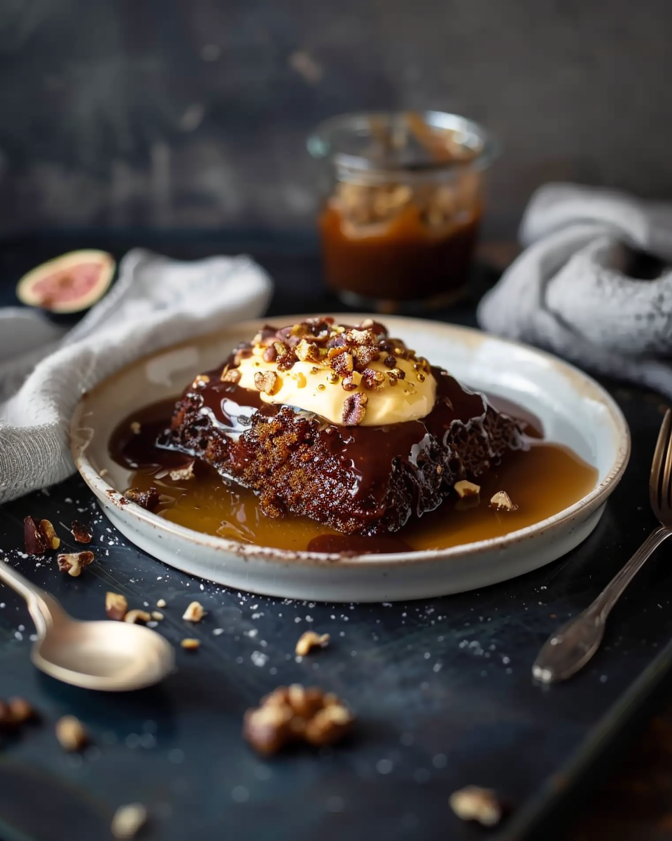 Sticky Toffee, Fig & Walnut Pudding