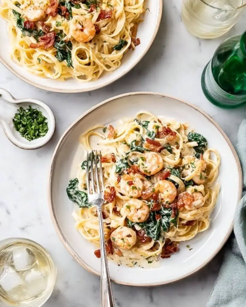 Creamy Tuscan Shrimp Linguine Recipe