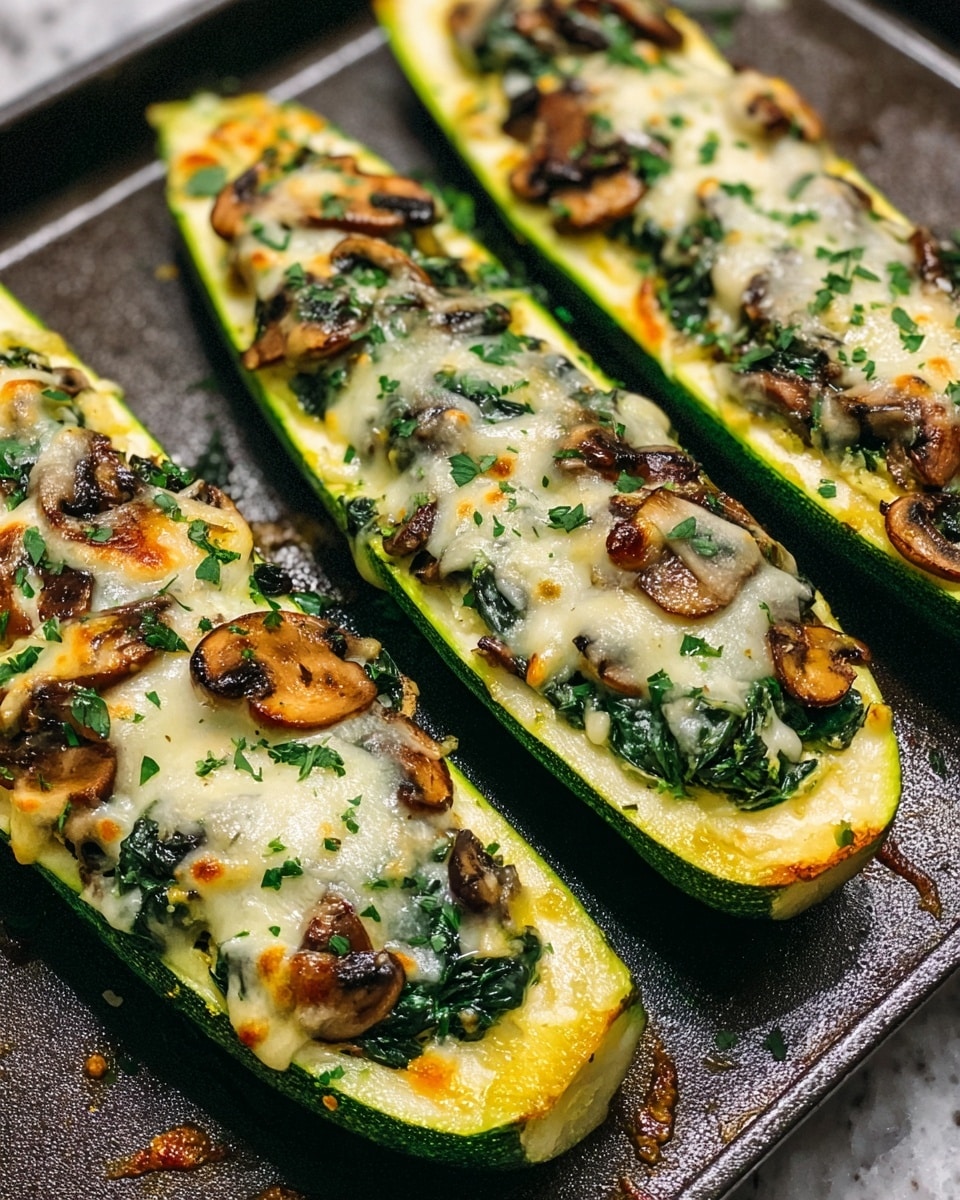 Spinach, Mushroom, and Ricotta Stuffed Zucchini Boats Recipe - Recipe Image