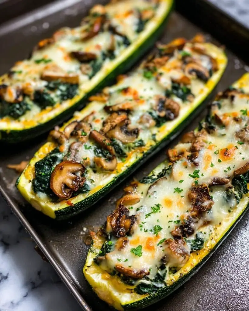Spinach, Mushroom, and Ricotta Stuffed Zucchini Boats Recipe