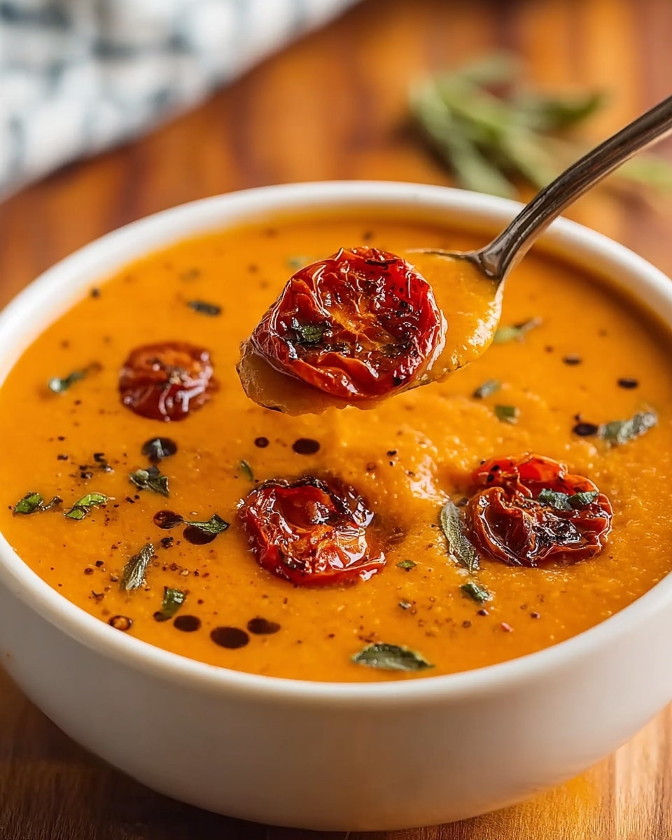Best Creamy Roasted Garlic Tomato Soup Recipe - Recipe Image