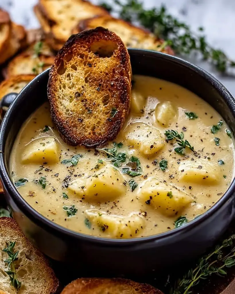 Hearty Cheddar Garlic Herb Potato Soup Recipe