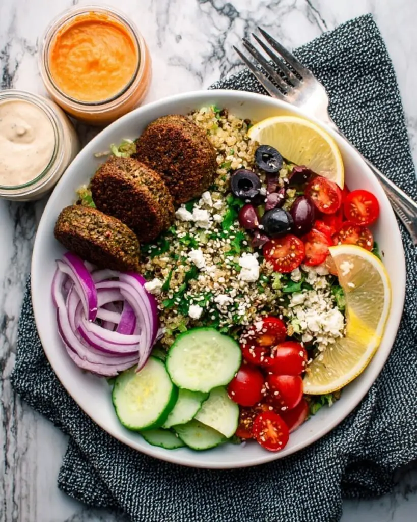 Falafel Salad Bowl with Tabbouleh and Tahini Sauce Recipe