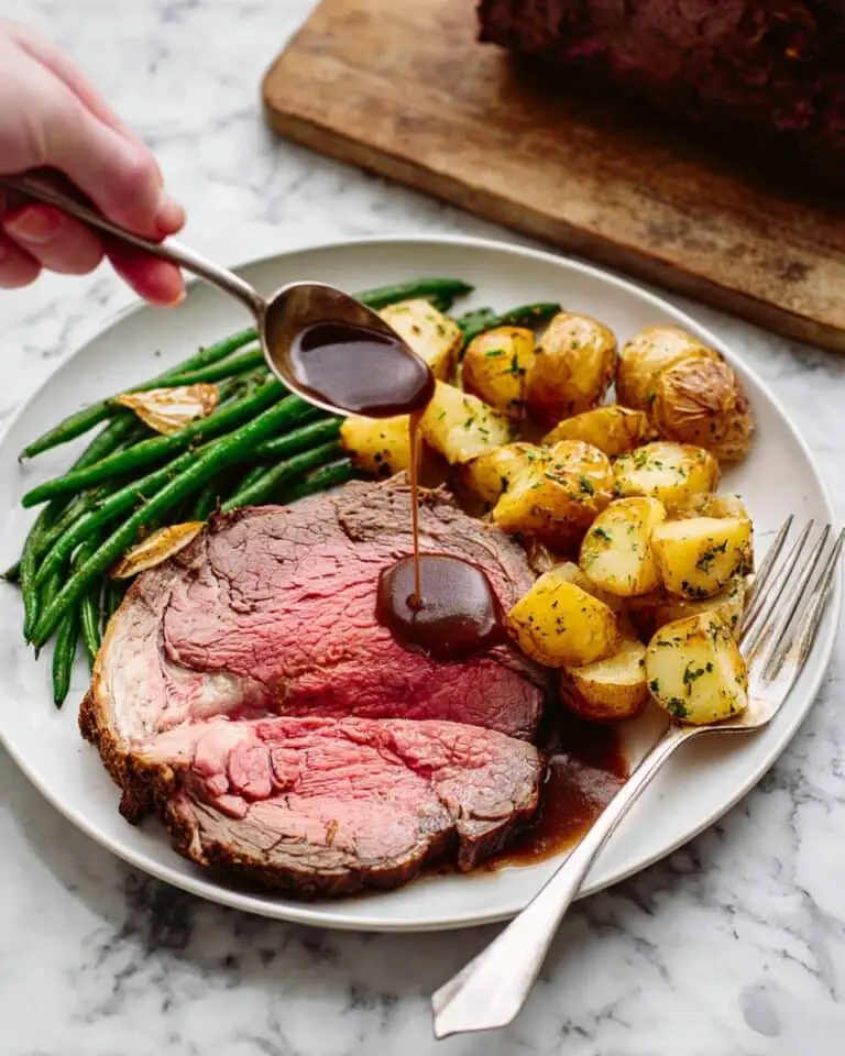 Best No-Fail Prime Rib with Garlic Herb Crust and Red Wine Au Jus Recipe