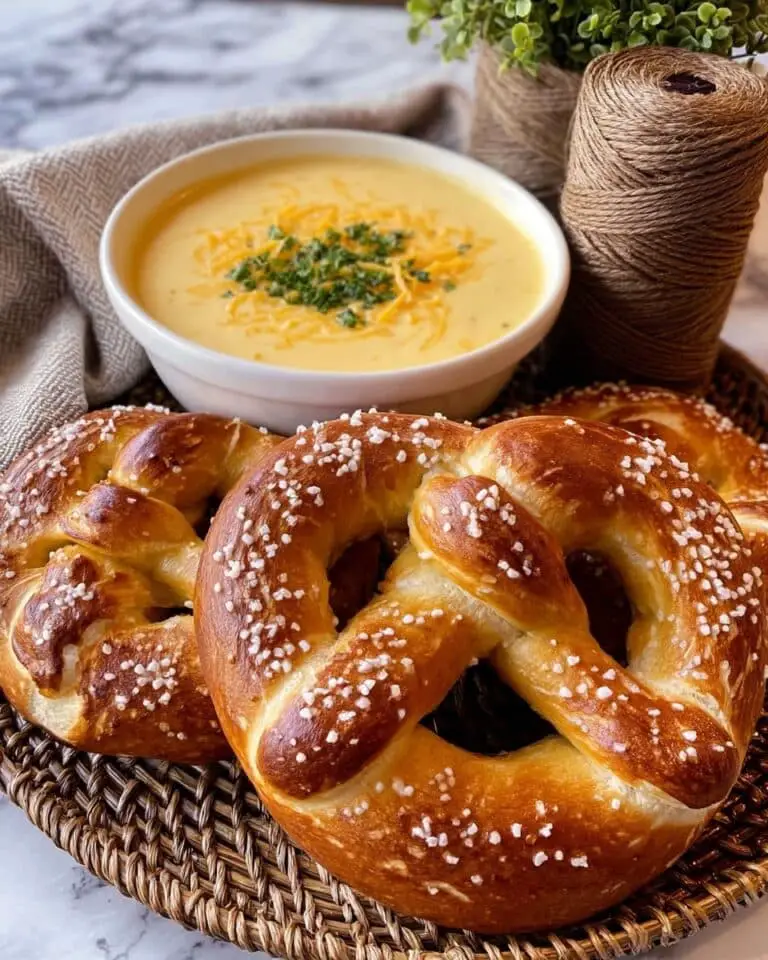 Homemade Soft Pretzels with Cheddar Salsa Verde Cheese Sauce Recipe