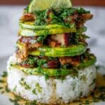 Honey Lime Chicken and Avocado Rice Stack Recipe
