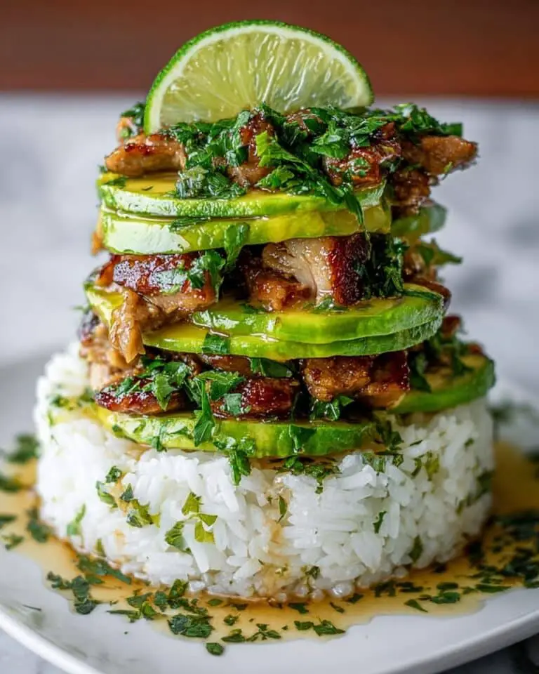 Honey Lime Chicken and Avocado Rice Stack Recipe