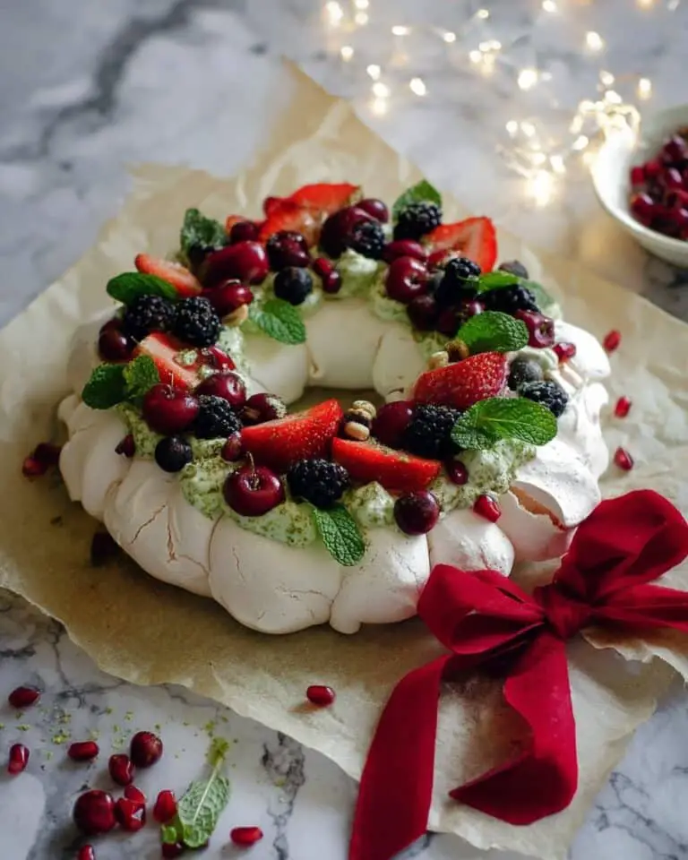 Matcha Christmas Wreath Pavlova Recipe