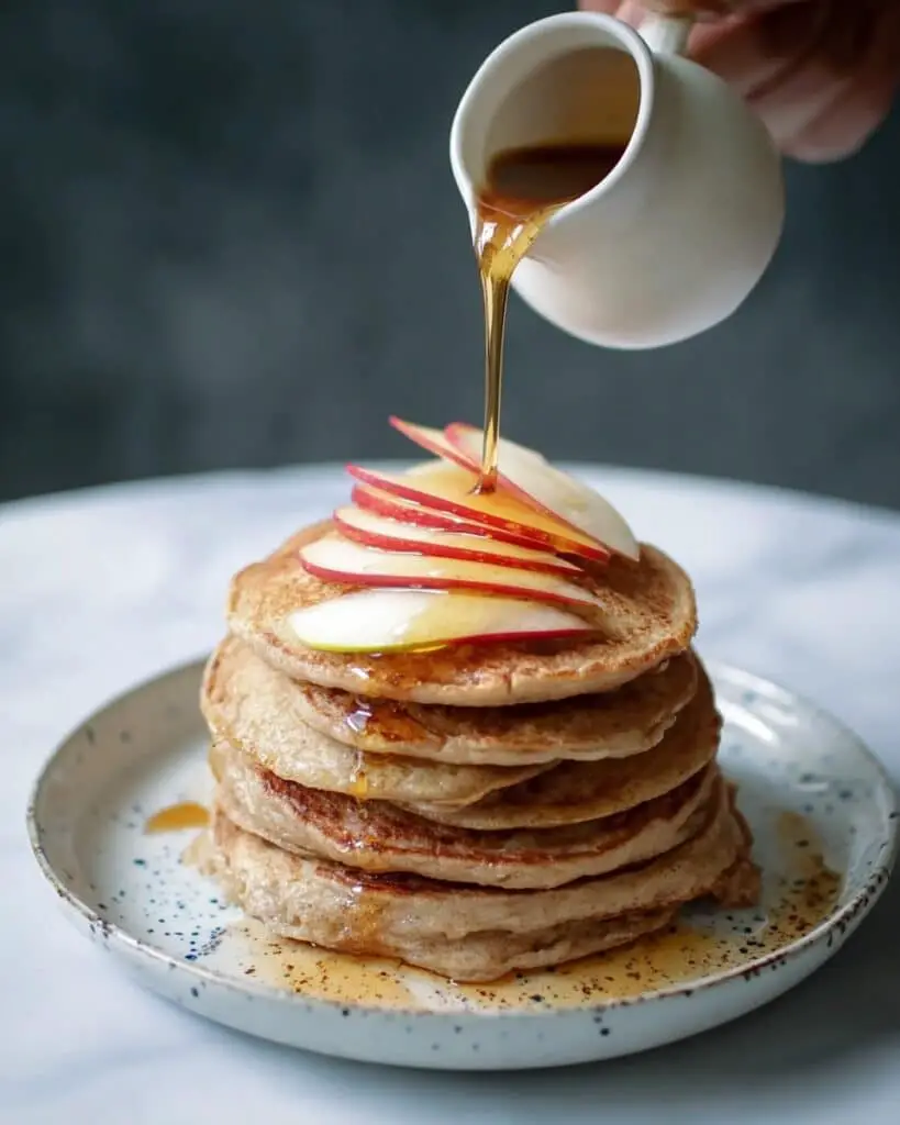 Spiced Apple Cider Pancakes with Warm Cider Maple Syrup Recipe