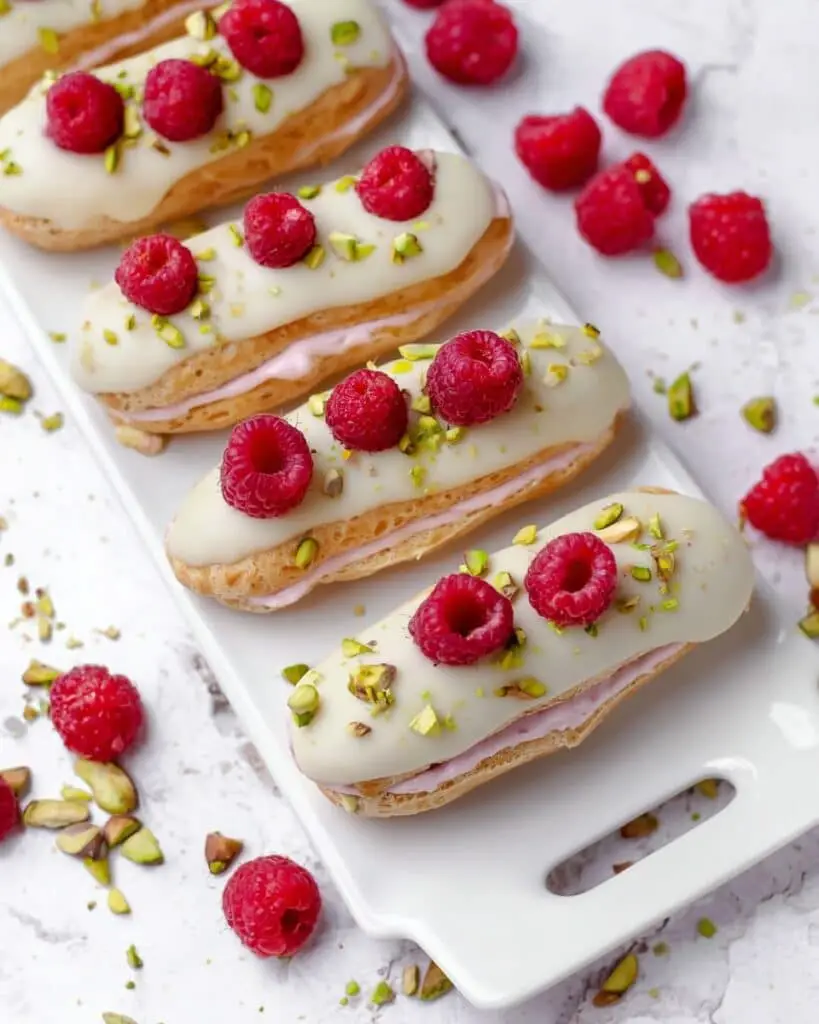 Raspberry White Chocolate Eclairs Recipe