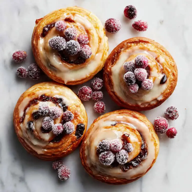Cream Cheese Danishes with Sugared Cranberries and Vanilla Butter Glaze Recipe