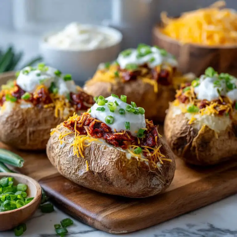 Slow Cooker BBQ Chicken Loaded Baked Potatoes Recipe
