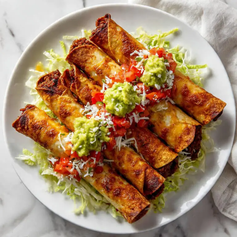 Crispy Homemade Beef Taquitos with Toppings Recipe