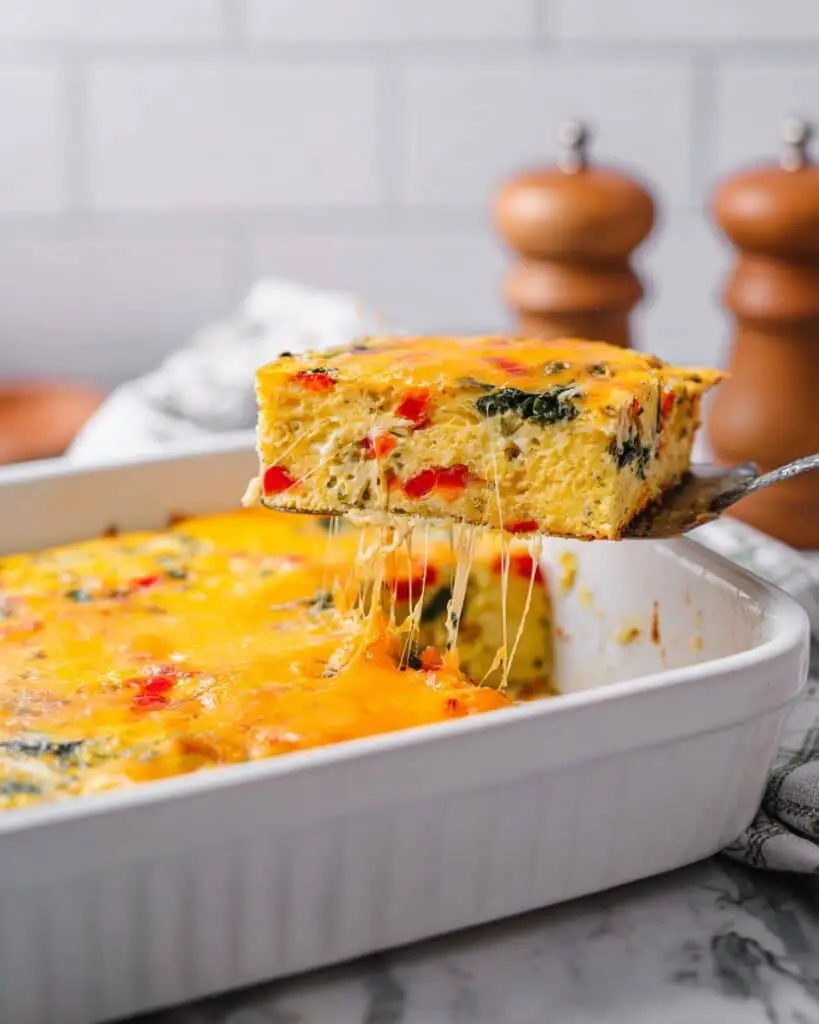 Cottage Cheese Egg Bake with Spinach and Cheddar Recipe