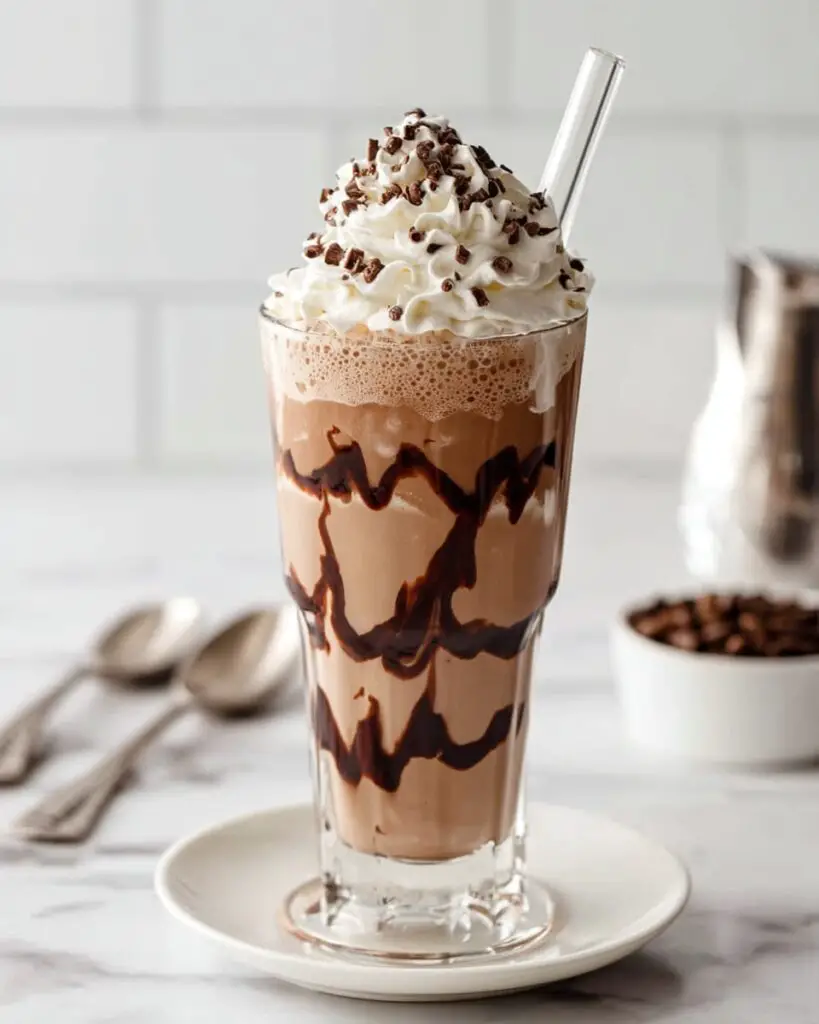 Creamy Coffee Milkshake with Chocolate Fudge Topping Recipe