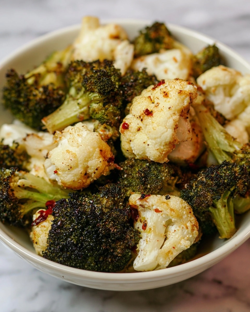 The Easiest Roasted Broccoli and Cauliflower {Oven or Air Fryer} Recipe