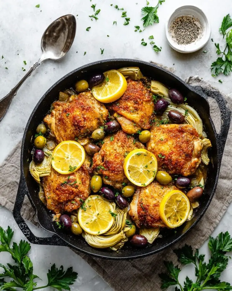 Greek Chicken with Artichokes, Olives, and Lemon Recipe