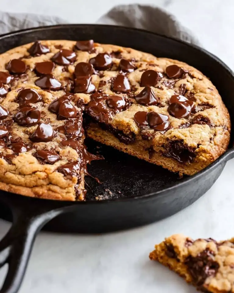 Nutella Stuffed Deep Dish Chocolate Chip Skillet Cookie (Pizookie) Recipe