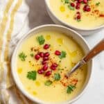 Parsnip and Apple Soup with Sumac and Pomegranate Garnish Recipe