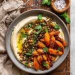 Roasted Carrots and Lentil Salad with Hummus Recipe
