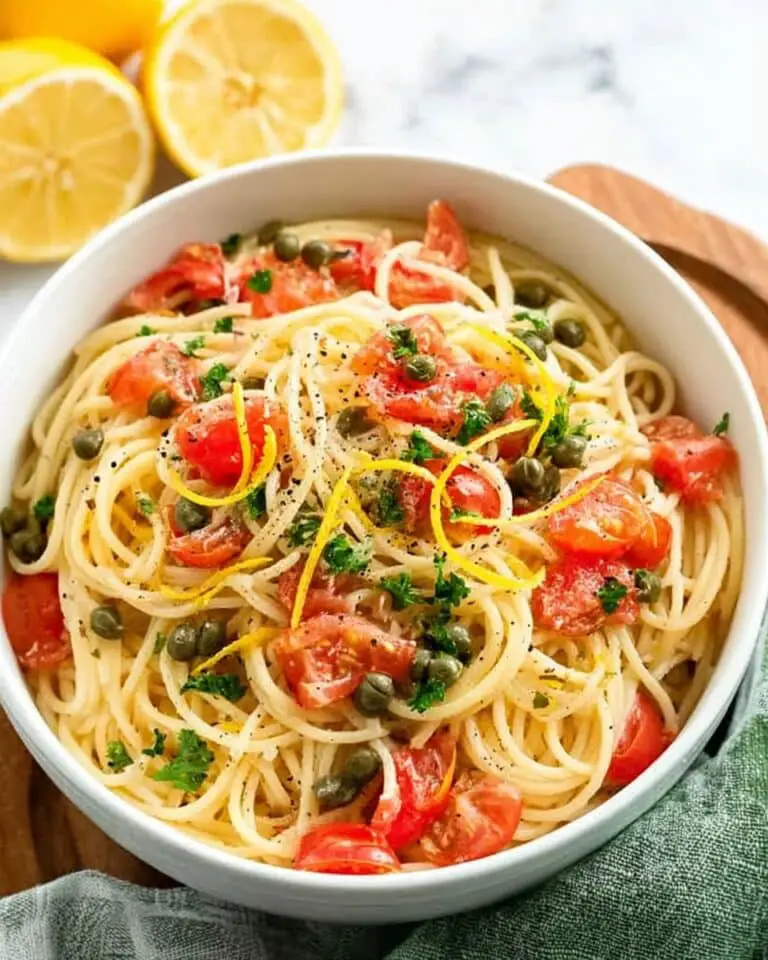 Lemon Capellini Salad with Capers and Tomatoes Recipe